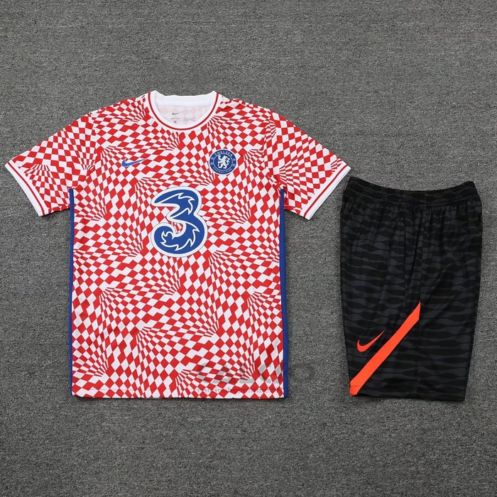 Tuta da Track Chelsea Manica Corta 2022-2023 Rosso e Bianco - Pantaloncini